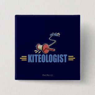 Humourous Kite Flying 2 Inch Square Button