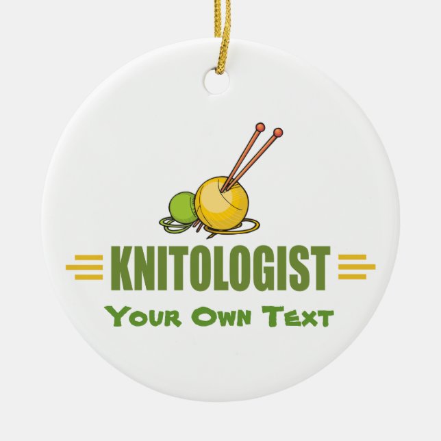 Humourous Knitting Ceramic Ornament (Front)