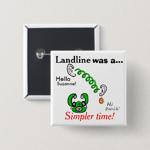 Humourous Landline Phones Personalized Names 2 Inch Square Button