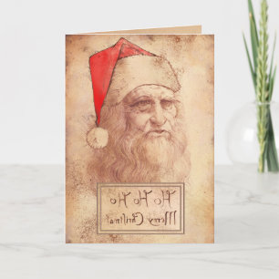 Humourous Leonardo as Santa Holiday Card