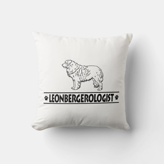 Humourous Leonberger Throw Pillow (Front)