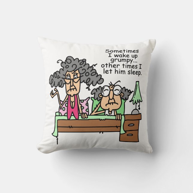 Humourous Let Grumpy Sleep Throw Pillow (Front)