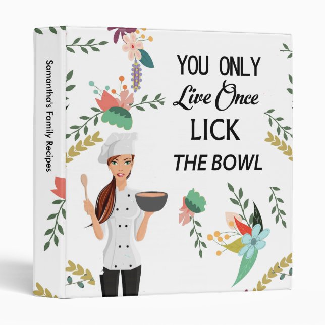 Humourous Lick the Bowl Recipe Binder (Front/Spine)