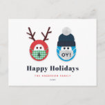 Humourous Masked Christmas and Hanukkah Holiday Postcard<br><div class="desc">Send some humour with this funny Christmas and Hanukkah themed holiday card. The design features a masked reindeer and character wearing a Star of David print winter hat and an "oy!" mask. Customizable.</div>