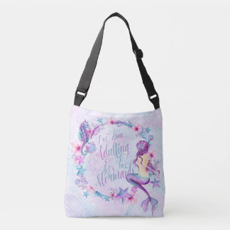 Humourous Mermaid Seahorse Lavender Pink Aqua bag