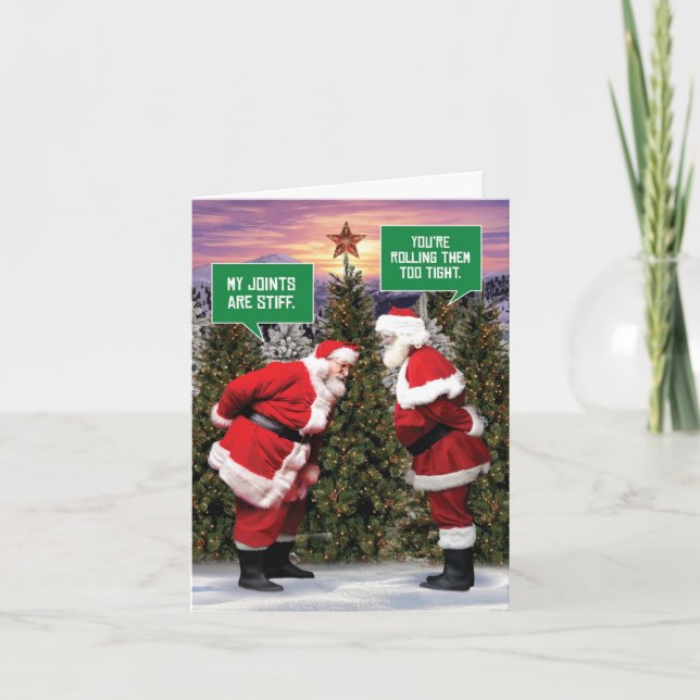 Humourous Merry Christmas Card - Santa Stiff Joint (Front)