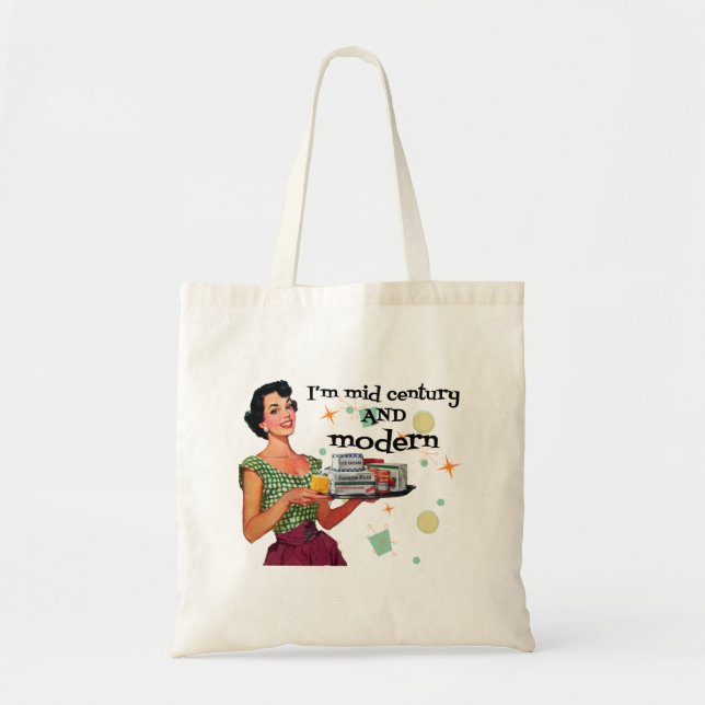 Humourous Mid-Century and Modern Retro Tote Bag (Front)