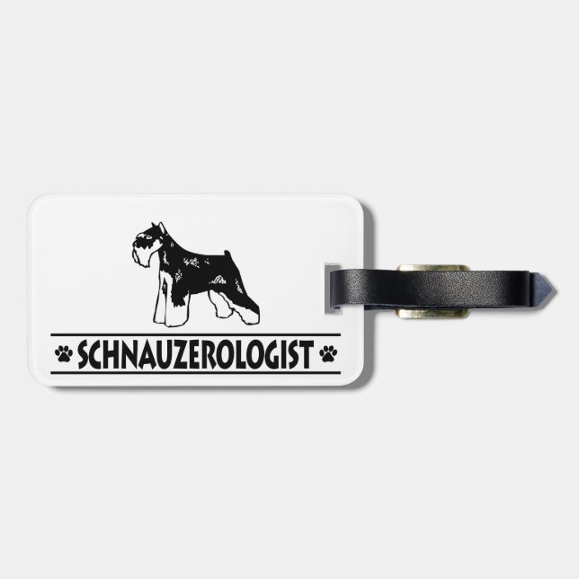 Humourous Miniature Schnauzer Luggage Tag (Back Horizontal)