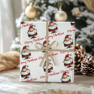 Humourous Minimalist Santa Cartoon Wrapping Paper