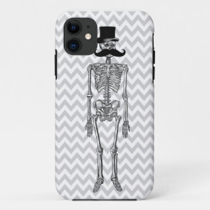 Humourous Moustache on Skeleton Grey iPhone Case