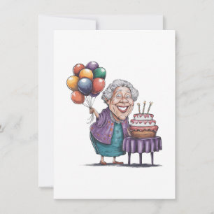 Humourous Nana Bday Party Balloon Art Invitation