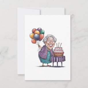 Humourous Nana Bday Party Balloon Art RSVP Card