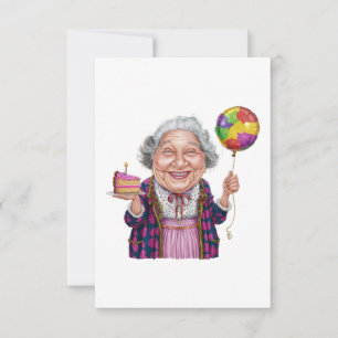 Humourous Nana Birthday Cake Slice Thank You Card