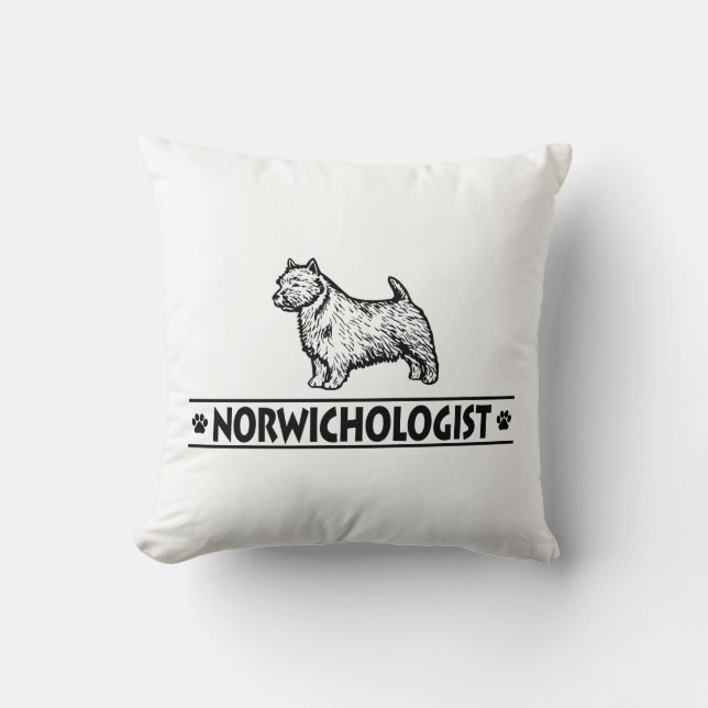 Humourous Norwich Terrier Throw Pillow (Front)