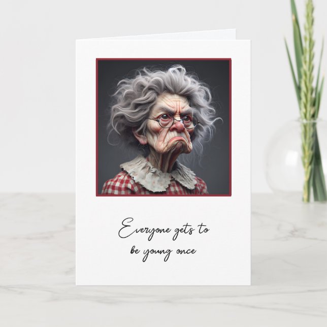 Humourous Old Lady Getting Old Birthday Card (Front)