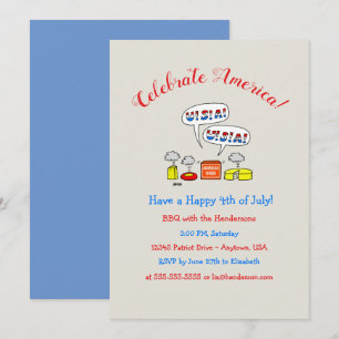Humourous Patriotic Summer Holiday BBQ Party Invit Invitation