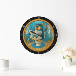 Humourous Penguin Bathroom Clock