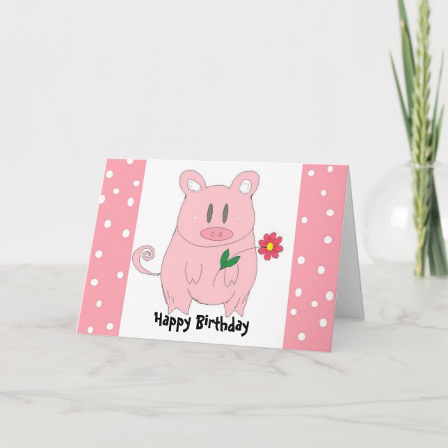 Humourous Piggy Birthday Card (Front)