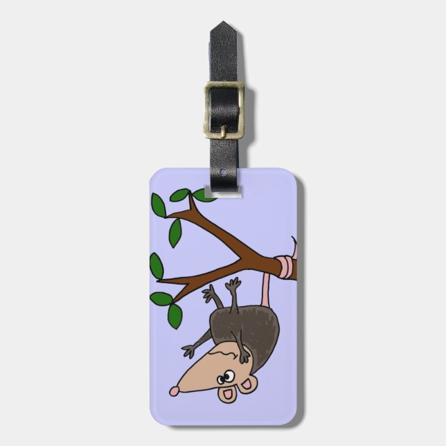 Humourous Possum Dangling from Tree Luggage Tag (Front Vertical)
