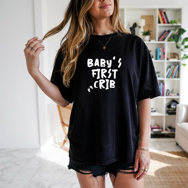 Humourous pregnancy baby fingerprint black white T-Shirt (Creator Uploaded)