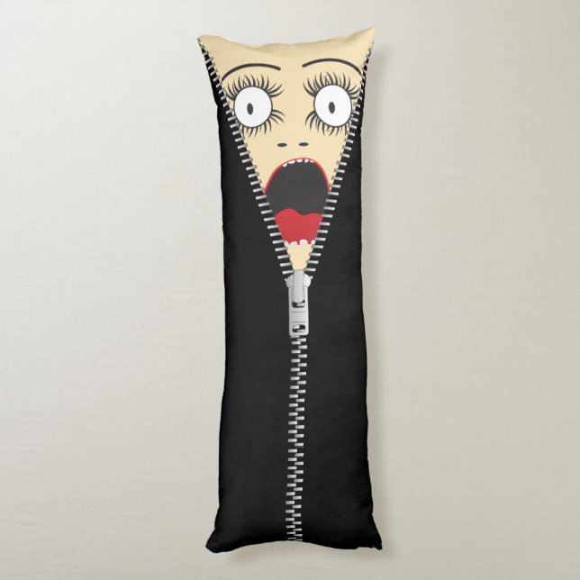 Humourous printed fake zipper body pillow (Back (Vertical))
