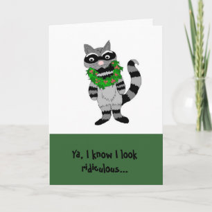 Humourous Raccoon Christmas Holiday Card
