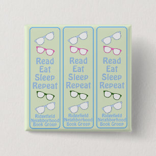Humourous Read Eat Sleep Repeat Eyeglasses 2 Inch Square Button