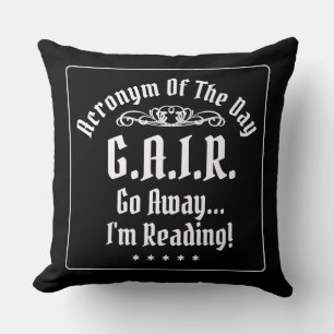 Humourous Reading Acronym Black And White Throw Pillow