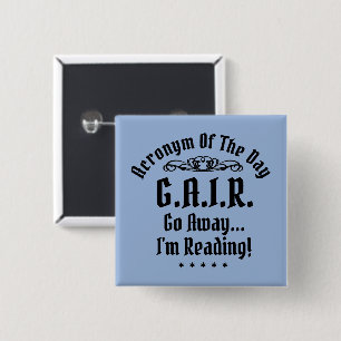 Humourous Reading Acronym Black Text 2 Inch Square Button