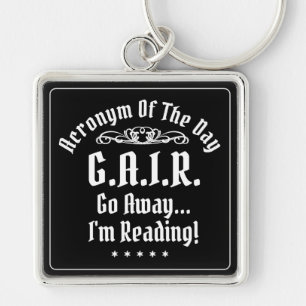 Humourous Reading Acronym White Text Keychain
