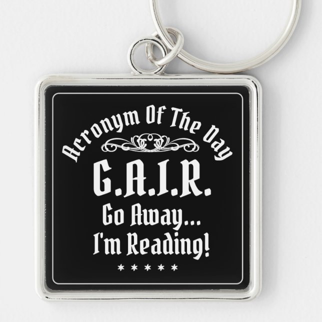 Humourous Reading Acronym White Text Keychain (Front)