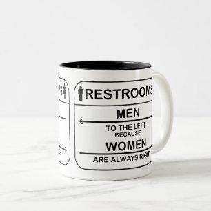 Humourous Restroom Quote for Men and Women Two-Tone Coffee Mug