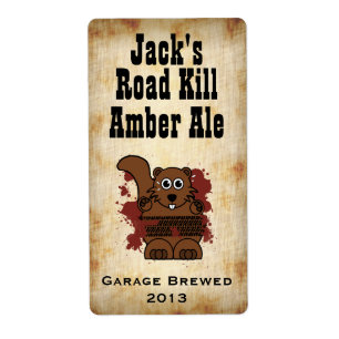 Humourous Road Kill Home Brew Beer Label