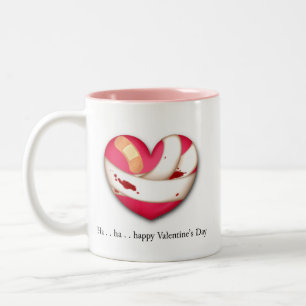 Humourous Sad Valentine's Day Bleeding Broken Hear Two-Tone Coffee Mug