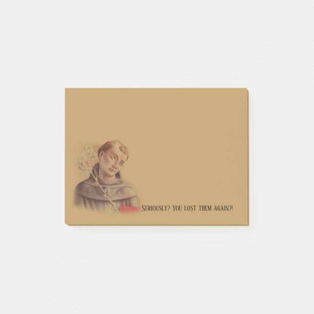 Humourous Saint Anthony of Padua Post-it Notes (Front)
