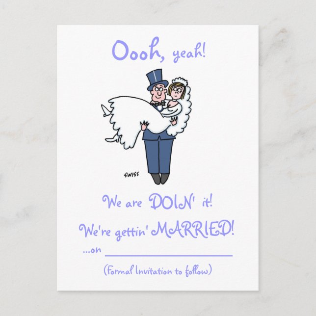 Humourous Save The Date Postcard (Front)