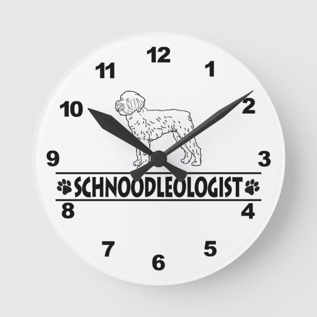 Humourous Schnoodle Round Clock (Front)