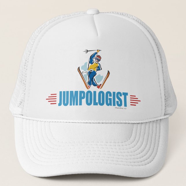 Humourous Snow Ski Jumping Trucker Hat (Front)