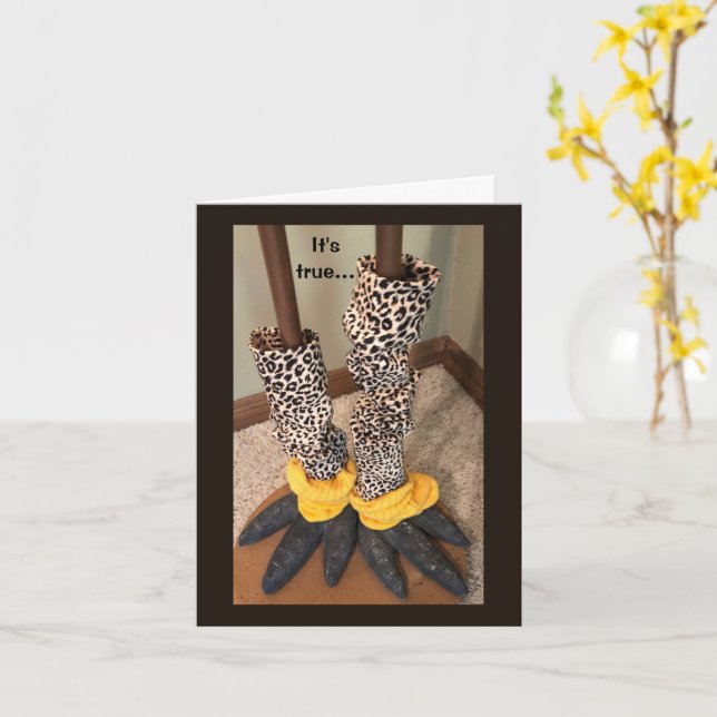 Humourous Socks on a Chicken Card (Yellow Flower)