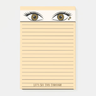 Humourous Spying Brown Eyes Black Lined Post-it Notes