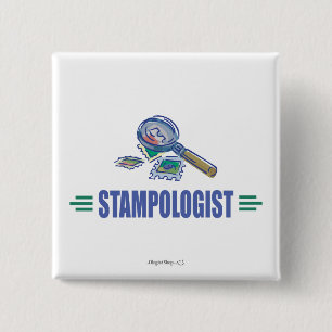 Humourous Stamp Collecting 2 Inch Square Button