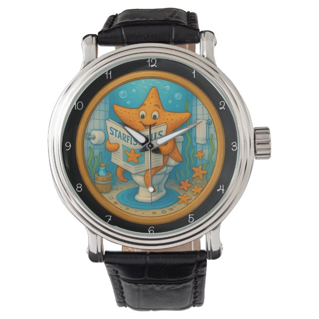 Humourous Starfish Bathroom Clock Watch (Front)