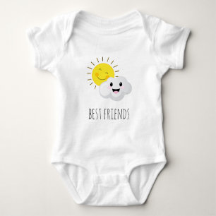 Humourous sun and cloud best friends cartoon baby bodysuit