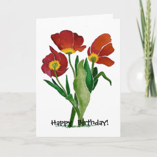 Humourous Three Red Tulips Birthday Card