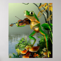 Humourous Tree Frog Playing a Fiddle