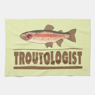 Humourous Trout Fisherman Kitchen Towel