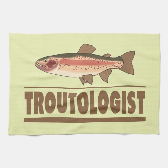Humourous Trout Fisherman Kitchen Towel (Horizontal)