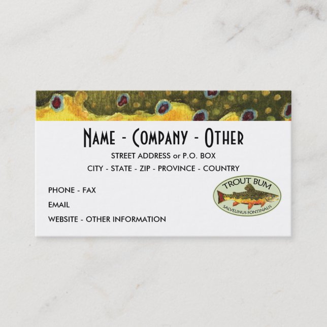 Humourous Trout Fishing Business Card (Front)