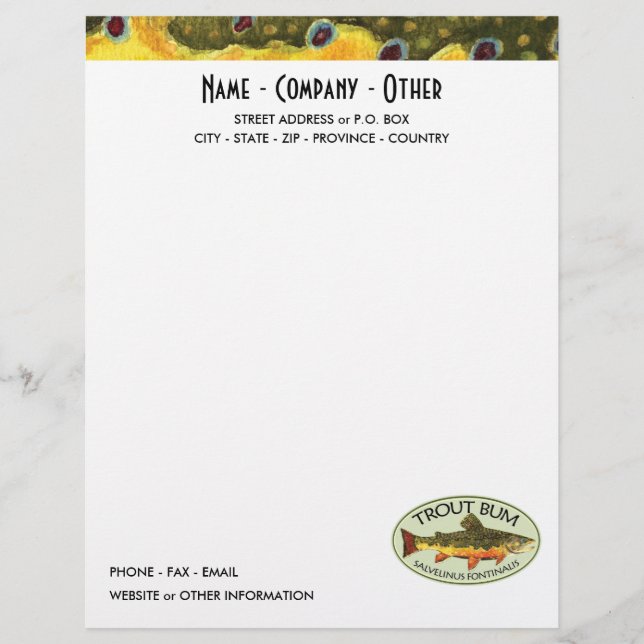 Humourous Trout Fishing Letterhead (Front)
