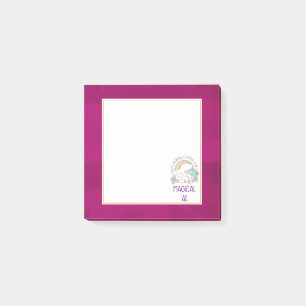 Humourous Unicorn Magical AF on Pinkish Red Patter Post-it Notes